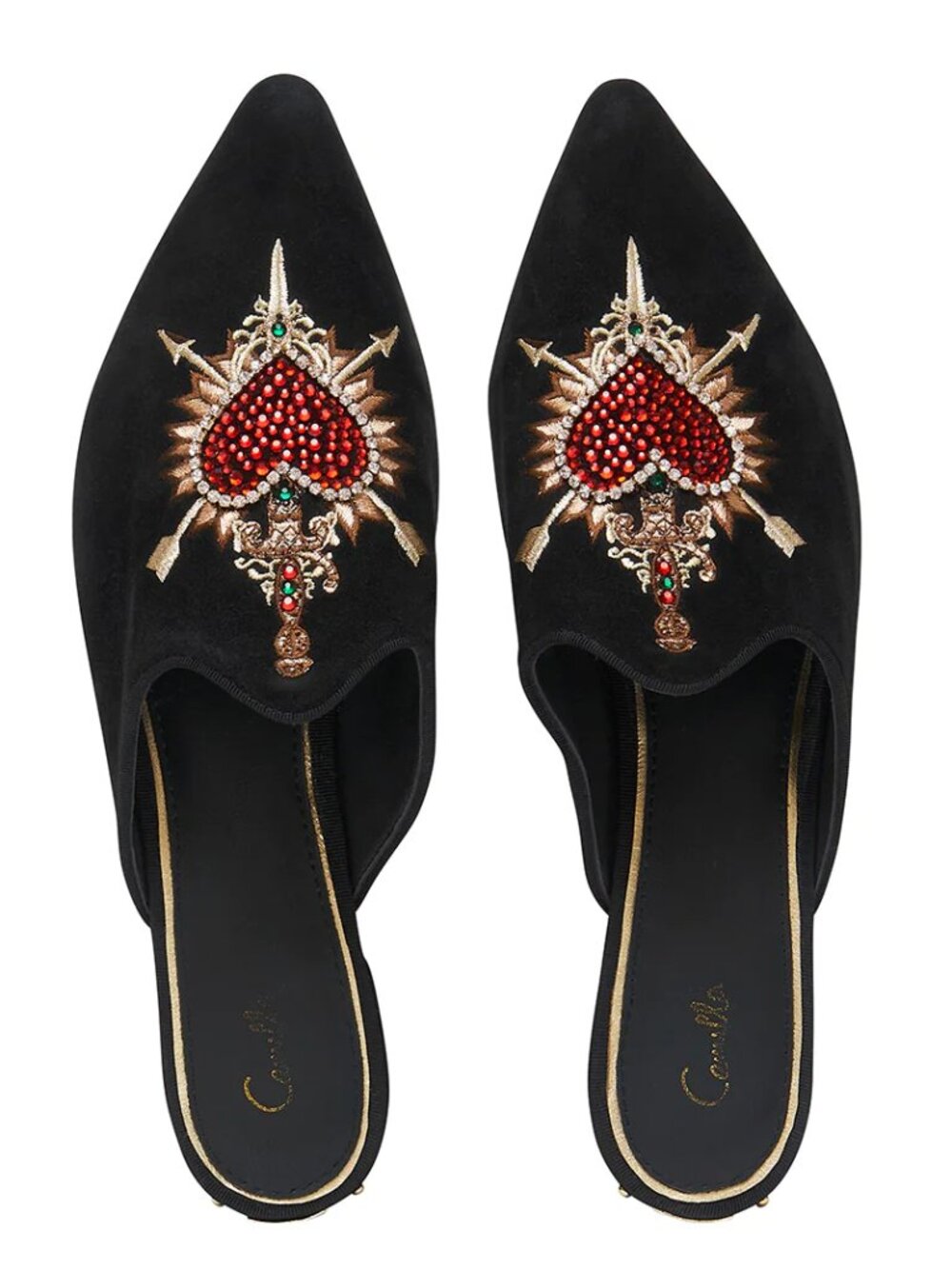 Camilla Mirror Mirror Embellished Leather Slippers Size 36 Size‎ 5.5-6
